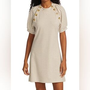 Derek Lam Karli Sesame Sweatshirt Puff Sleeve Dress Large